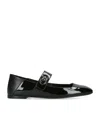Valentino Garavani Vlogo Locker Mary-jane Ballerina In Eel With Flower Application Woman Black 37.5 In Black