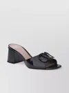 Valentino Garavani Patent Leather Vlogo Slide Sandals With Block Heel In Black