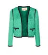 Valentino Womens Pure Green Floral Crop Wool And Silk Jacket