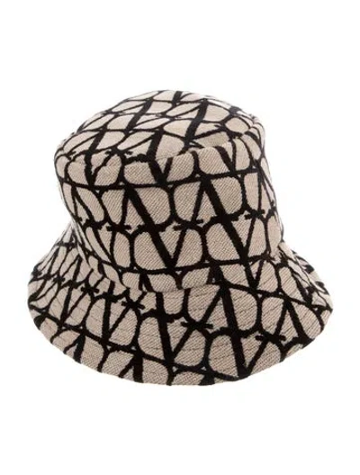 Pre-owned Valentino Garavani Pattern Print Bucket Hat In Neutral