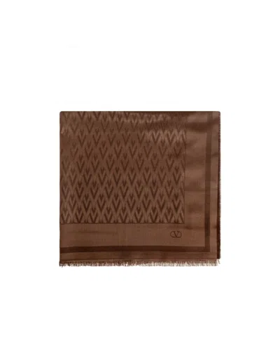 Valentino Pattern Scarf In Brown