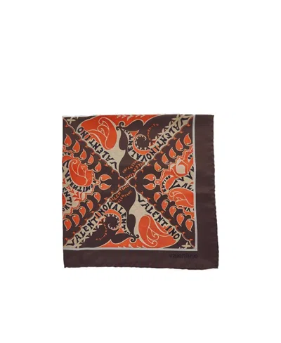 Valentino Pattern Scarf In Brown
