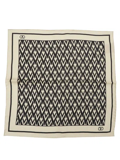 Valentino Pattern Silk Scarf In Nude