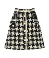 Valentino Houndstooth High-waisted Skirt Button Detailing In Black