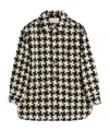 Valentino Wool Shirt Jacket With Pied De Coque Pattern In Ivory/black