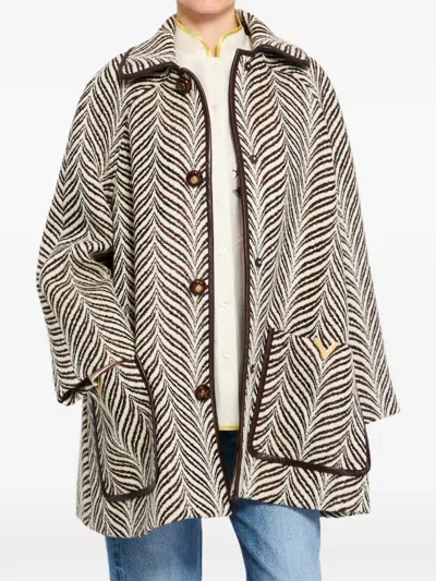 Valentino Patterned Button Coat In Multi