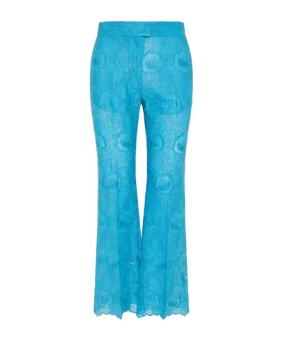 Valentino Patterned Casual Pants In Blue