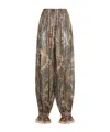 Valentino Beige Metallic Voyage Pleated Wide-leg Pants In Brown
