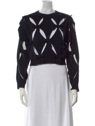 Pre-owned Valentino Patterned Crew Neck Sweater In Black