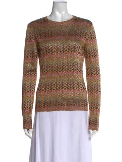 Pre-owned Valentino Patterned Crew Neck Sweater In Brown