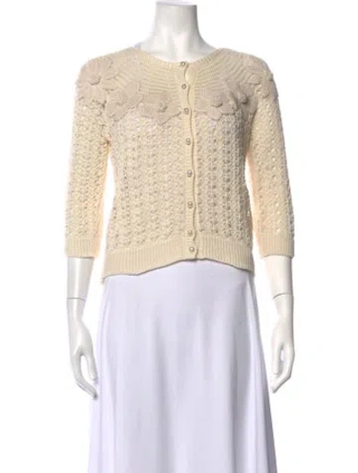 Pre-owned Valentino Patterned Crew Neck Sweater W/ Tags In Neutrals