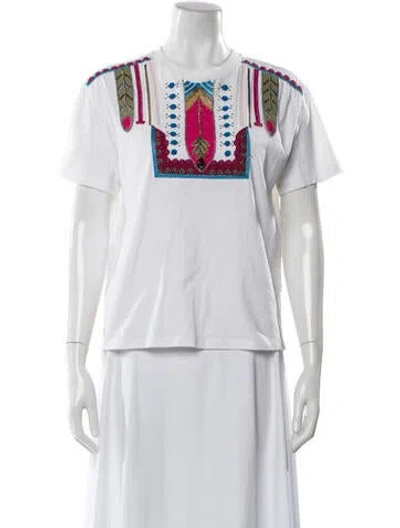 Pre-owned Valentino Patterned Crew Neck T-shirt In White