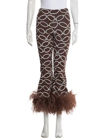 Pre-owned Valentino Patterned Flared Pants In Brown