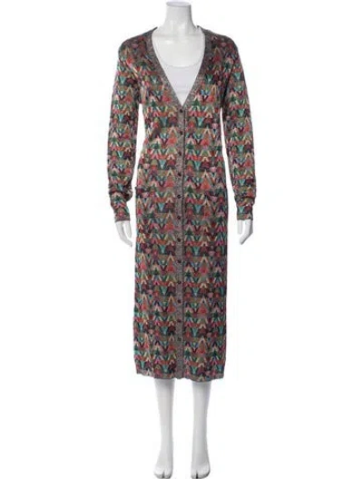 Pre-owned Valentino Patterned Glitter Accents Robe In Multi