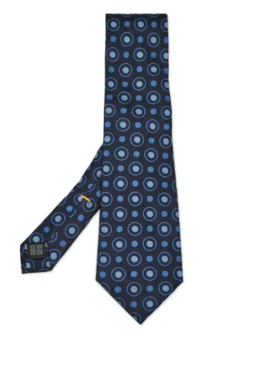Pre-owned Valentino Garavani Patterned-jacquard Silk Tie In Blue