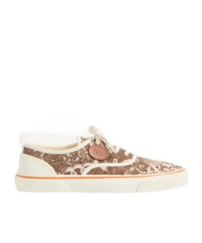 Valentino Garavani Patterned-jacquard Sneakers In White