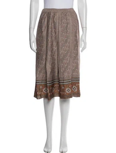 Pre-owned Valentino Patterned Midi Length Skirt In Brown