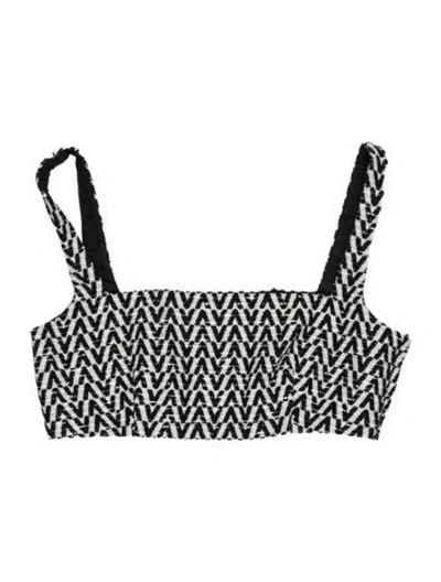 Pre-owned Valentino Patterned Scoop Neck Sports Bra In Black