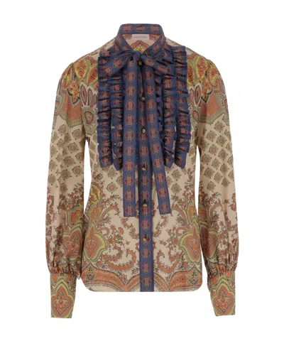 VALENTINO VALENTINO ALL-OVER PATTERNED RUFFLED TOP