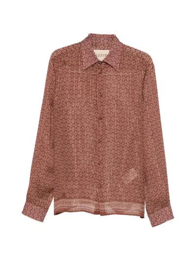 Valentino Printed Silk Shirt In Pink