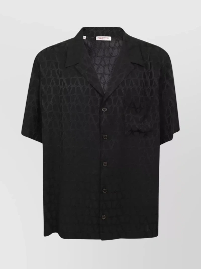 Valentino Patterned Short Sleeve Shirt In Black