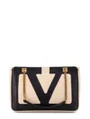 Valentino Superstar Leather Shoulder Bag With Chain Strap In Black