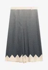Valentino Patterned Silk Midi Skirt In Blue