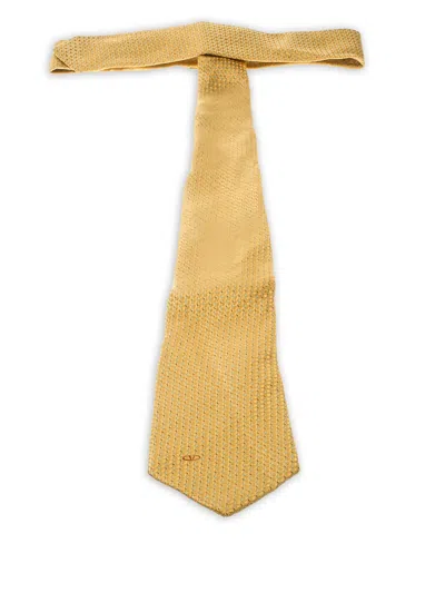 Pre-owned Valentino Garavani Patterned Silk Tie In Yellow