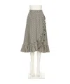 Valentino Ruffled Wrap-effect Polka-dot Silk-twill Midi Skirt