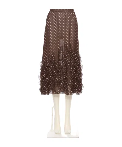 Valentino Patterned Skirt In Brown