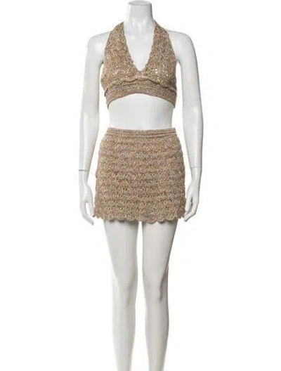 Pre-owned Valentino Patterned Skirt Set In Neutrals