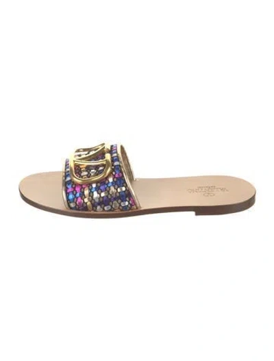 Pre-owned Valentino Garavani Patterned Slides W/ Tags In Multicolor