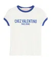 Valentino Womens Regular-fit Brand-print Cotton-jersey T-shirt Avorio Blu Elettrico In White