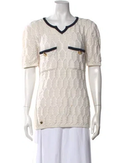 Pre-owned Valentino Patterned V-neck Sweater In Neutrals