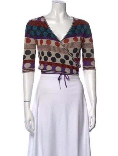 Pre-owned Valentino Patterned V-neck Sweater W/ Tags In Grey