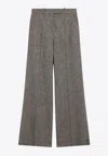 Valentino Patterned Wool Pants In Gray