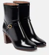 Valentino Leather Pattie Heeled Ankle Boots 75 In Black