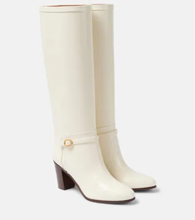 Valentino Garavani Valentino Pattie 75 Leather Knee-high Boot In White