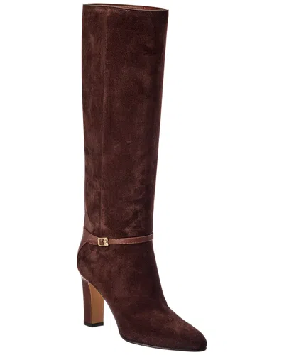 Valentino Garavani Valentino Pattie 90 Suede & Leather Knee-high Boot In Brown