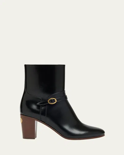 Valentino Garavani Pattie Leather Buckle Ankle Boots
