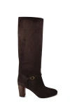 Valentino Pattie 75 Suede Knee-high Boot In Brown