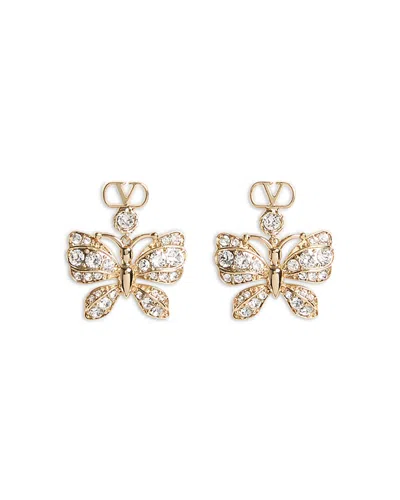 Valentino Garavani Pave Butterfly Drop Earrings In Gold