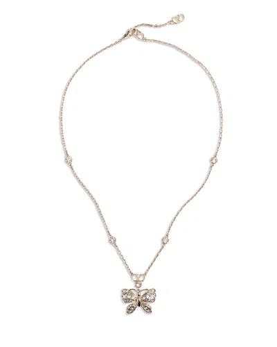 Valentino Garavani Pave Butterfly Pendant Necklace, 16.5 In Metallic