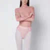 Valentino Peach Pink Floral Lace Bodysuit In Pink