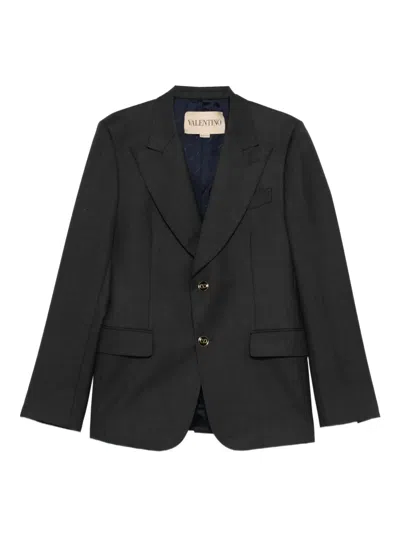 Valentino Peak-lapel Single-breasted Blazer In Black