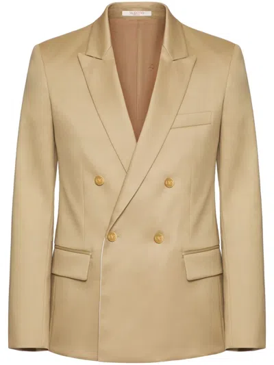 Valentino Peak-lapels Double-breasted Blazer In Beige