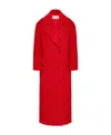 Valentino Peak-lapels Straight Hem Coat In Red