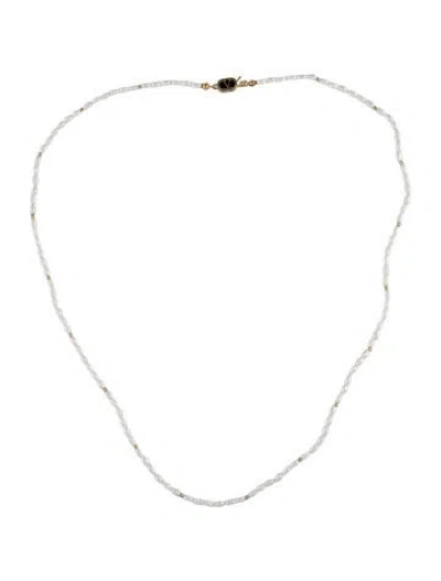 Pre-owned Valentino Garavani Pearl Beaded Strand Necklace, 24" In White