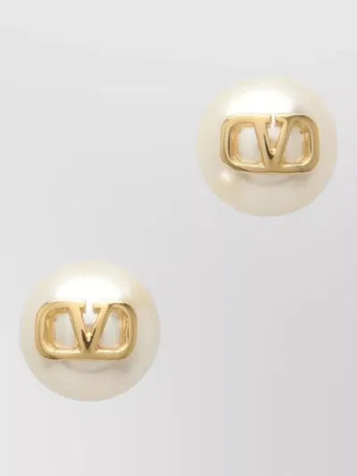 Valentino Garavani Pearl Design Gold Tone Drop Earrings