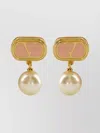 Valentino Pearl Embellished Gold-tone Earrings Collection In Gold